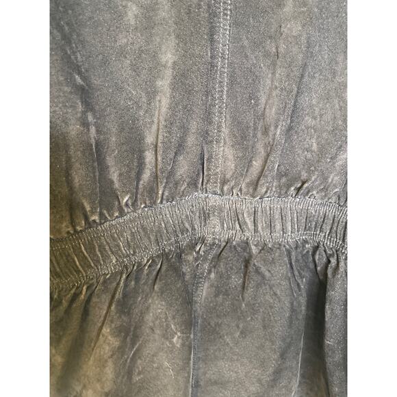 Express Black Vintage 90s Y2K Leather Suede Peplum Parka Jacket Sz XS Zipper - Picture 7 of 16